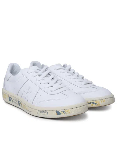 Shop Premiata 'bonnied' White Leather Sneakers