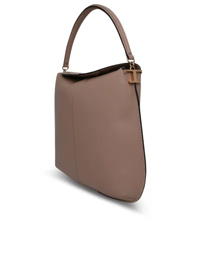 Shop Tod's Hobo Bare Leather Bag In Nude