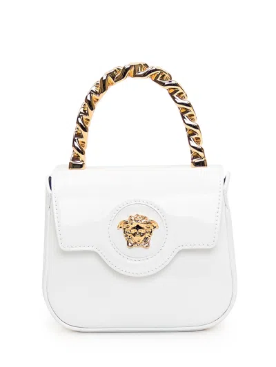Shop Versace The Medusa Mini Bag In Bianco Ottico-oro