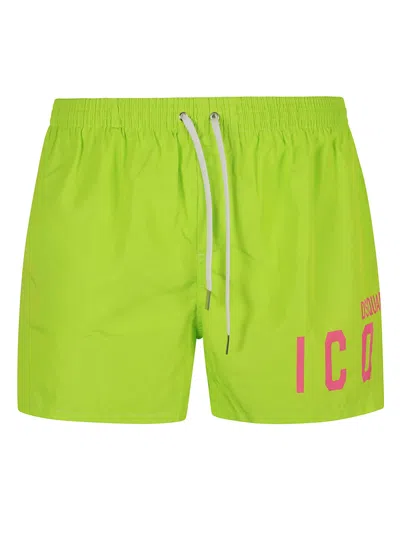 Shop Dsquared2 Icon Logo Swimshorts In Fluo Green