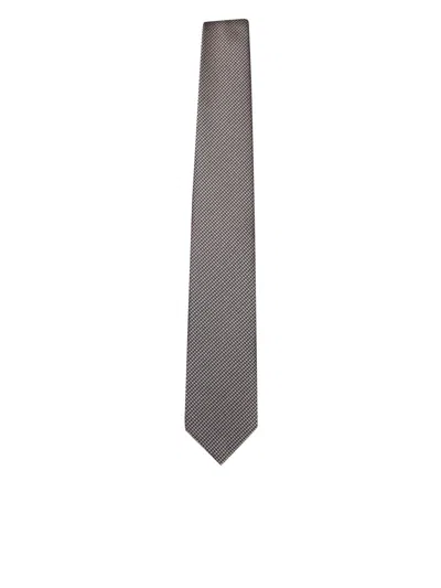Shop Tom Ford Houndstooth Patterned Platinum Tie In Metallic