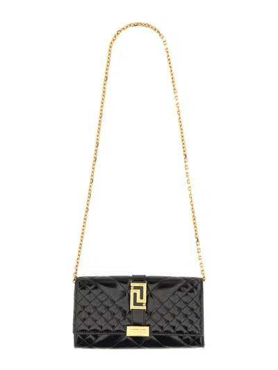 Shop Versace Greca Goddess Clutch Bag In Nero