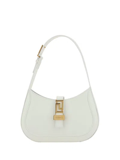 Shop Versace Greca Goddess Handbags In Optical White- Gol