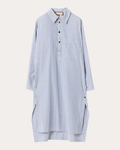 Shop Plan C Women's Striped Shirt Dress In Sea Blue Stripe/light Blue