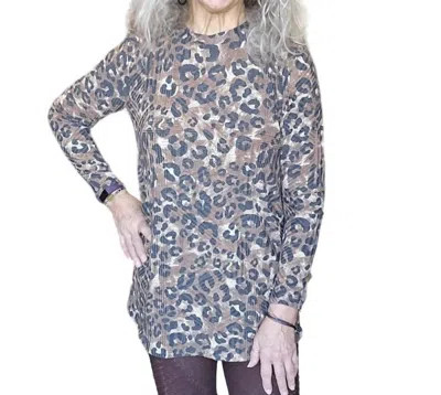Shop Bombom Animal Print Tunic Top In Brown In Blue