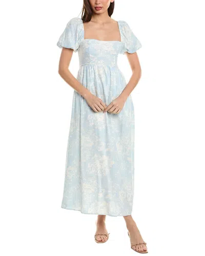 Shop Opt O. P.t. Zeoli Linen-blend Midi Dress In Blue