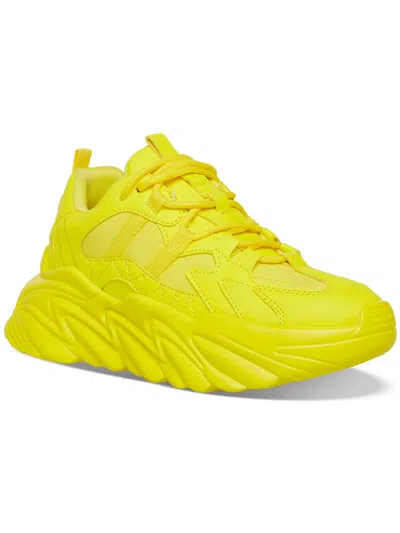 Shop Madden Girl Wave Womens Faux Leather Lace-up Casual And Fashion Sneakers In Yellow