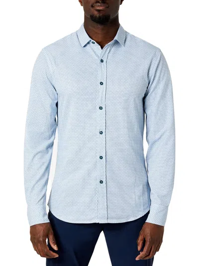 Shop Kenneth Cole Mens Collared Lightweight Button-down Shirt In Blue