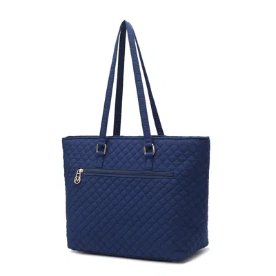 Shop Mkf Collection By Mia K Hallie Solid Quilted Cotton Women's Tote Bag By Mia K. In Blue