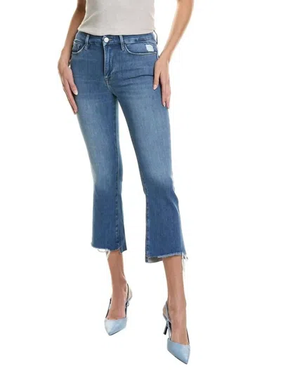 Frame Le Crop Mini Boot Drizzle Rips Chew Worn Jean In Blue