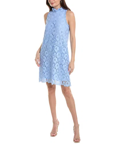 Shop Anne Klein Sleeveless Ruffle Shift Dress In Blue