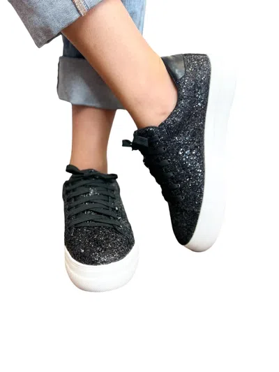 Shop Corkys Footwear Glaring Chunky Glitter Sneakers In Black In Grey