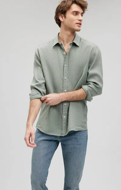 Shop Mavi Linen Button-up Shirt In Chinois Green