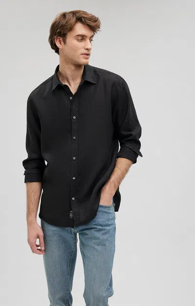 Shop Mavi Linen Button-up Shirt In Black