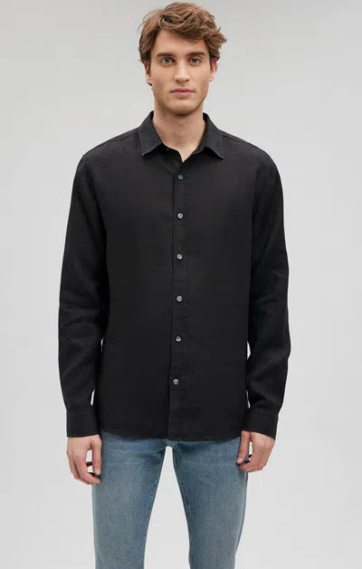 Shop Mavi Linen Button-up Shirt In Black