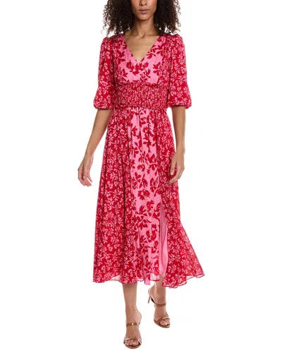 Shop Taylor Printed Ditzy Yoryu Jacquard Maxi Dress In Pink