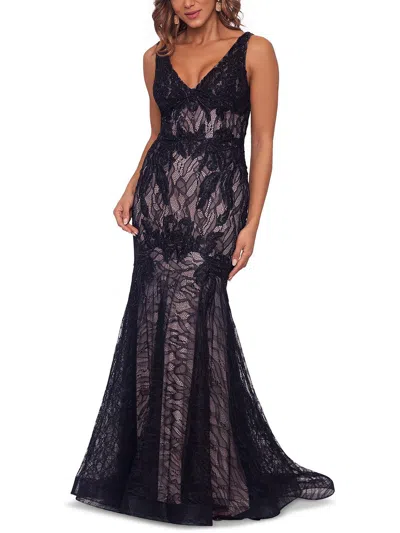 Shop Betsy & Adam Womens Lace Sleeveless Evening Dress In Black