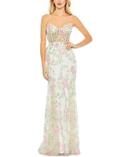 Shop Mac Duggal Embellished Sleeveless Illusion Corset Gown In Multi