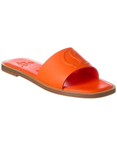 Shop Christian Louboutin Cl Mule Leather Sandal In Orange