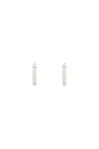 Shop Amina Muaddi Charlotte Earrings With Crystals In Silver