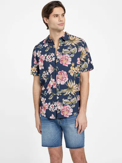 Shop Guess Factory Rhodes Floral Shirts In Blue