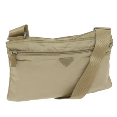 Shop Prada Tessuto Synthetic Shoulder Bag () In Beige