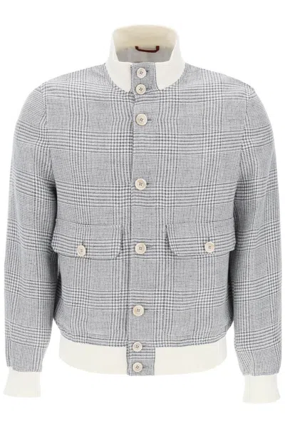 Shop Brunello Cucinelli Prince Of Wales Check Bomber Jacket In Multicolor