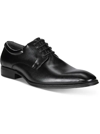 Shop Alfani Andrew Mens Faux Leather Memory Foam Derby Shoes In Black