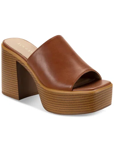 Shop Sun + Stone Marlenee Womens Faux Leather Slip On Heels In Brown