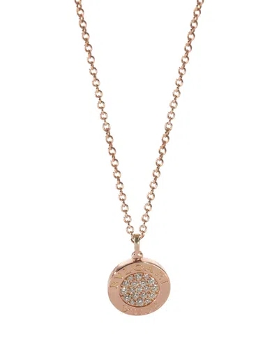 Shop Bulgari Bvlgaribvlgari Diamond Necklace In 18k Rose Gold 0.34 Ctw In Grey