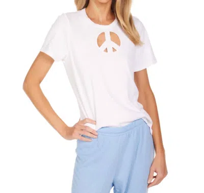 Michael Lauren Hall Short Sleeve Tee With Peace Cutout In White In White