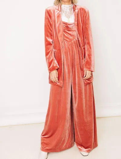 Shop Bibi The Victoria Shiny Velvet Blazer In Indian Red In Multi