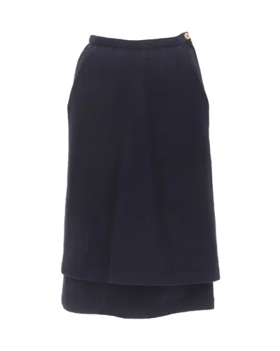 Shop Comme Des Garçons Comme Des Garcons 1980s Vintage Blue Wool Felt Double Layered Hem Skirt In Multi