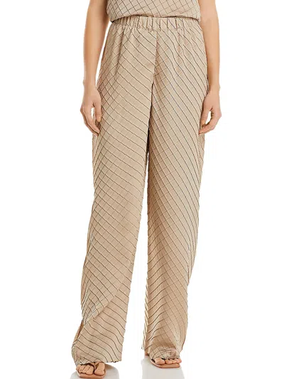 Shop Lafayette 148 Womens High Rise Textured Palazzo Pants In Silver