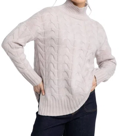 Shop Kinross Cable Funnel Sweater In Dune In White