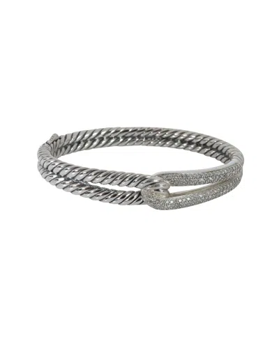 Shop David Yurman Labyrinth Single Loop Diamond Bracelet In Sterling Silver 0.79 Ctw