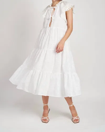 Shop En Saison Voile Cotton Midi Dress In White