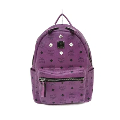 Shop Mcm Visetos Leather Backpack Bag () In Purple