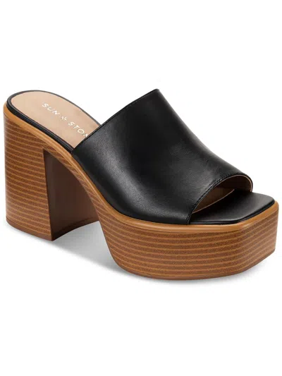Shop Sun + Stone Marlenee Womens Faux Leather Slip On Heels In Black