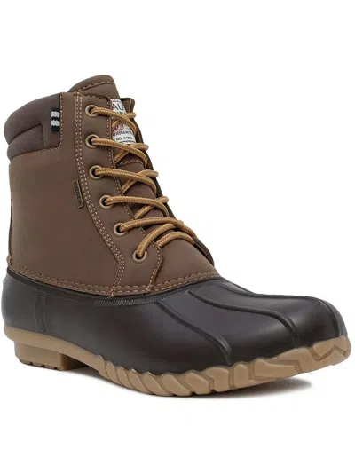 Shop Nautica Channing Mens Faux Leather Lace-up Winter & Snow Boots In Brown
