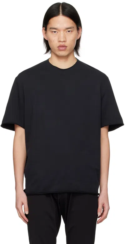 Shop Devoa Black Raw Edge T-shirt