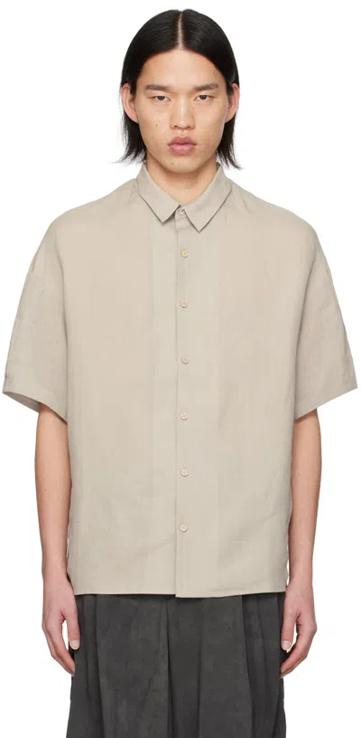 Shop Devoa Taupe Spread Collar Shirt In Ecru