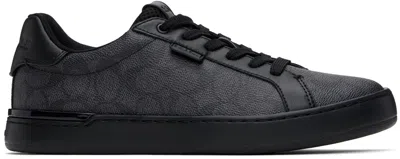 Shop Coach Black & Gray Lowline Sneakers In Charcoal/grey