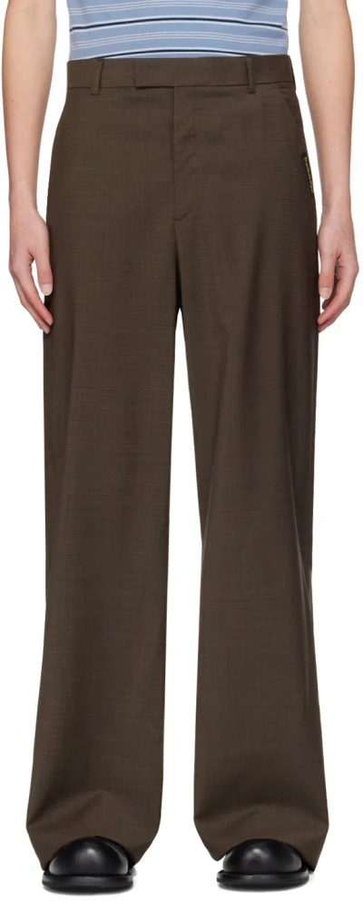 Shop Martine Rose Brown Three-pocket Trousers In Brown Houndstooth