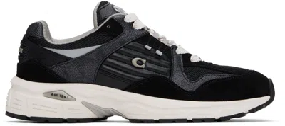 Shop Coach Black C301 Sneakers In Charcoal/black