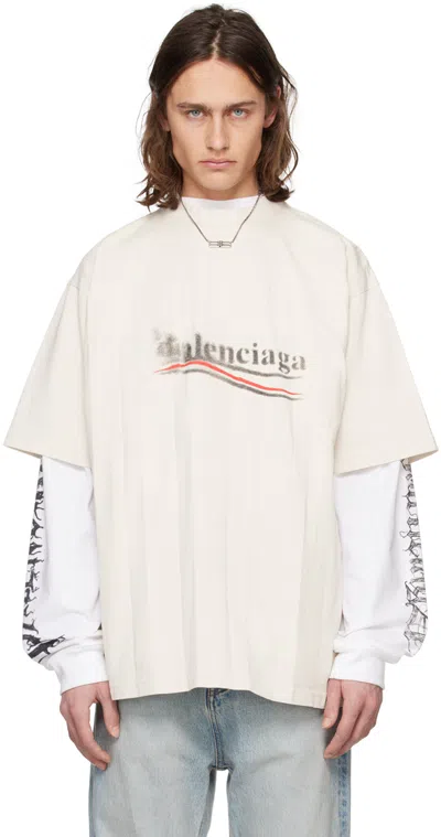 Shop Balenciaga Off-white Political Stencil T-shirt In 9784