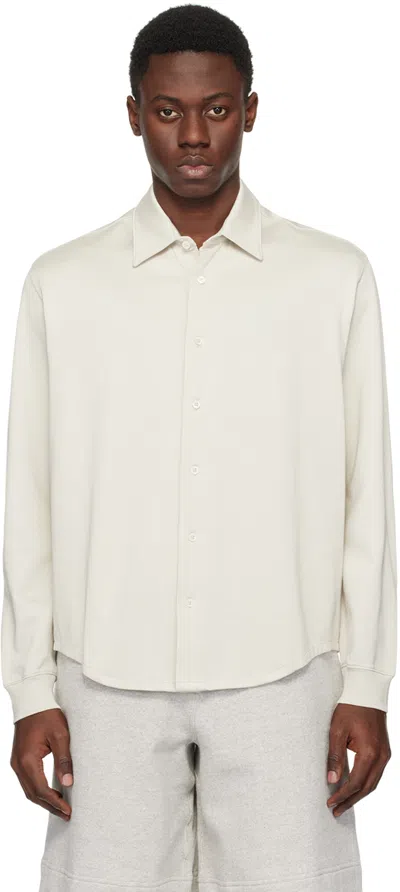Shop Lady White Co. Beige Button-down Shirt In Bone