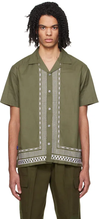 Shop Deva States Khaki Embroidered Shirt In Olive Green