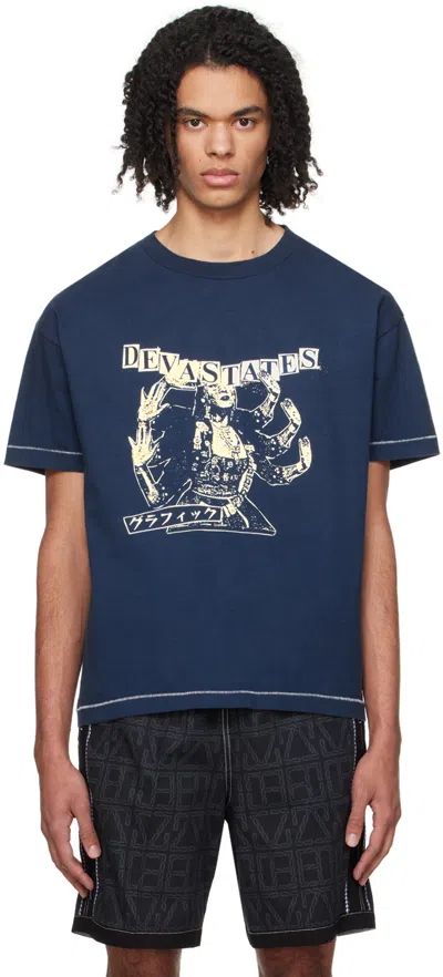 Shop Deva States Blue Print T-shirt In Indigo Dyed Blue