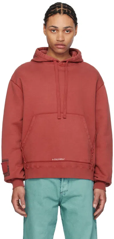 Shop A-cold-wall* Red Garment-dyed Hoodie In Crimson